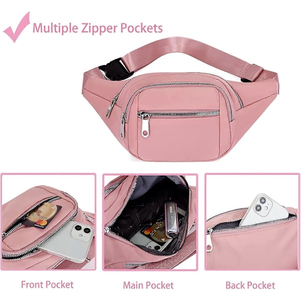 Midjeväska Fanny Pack för Män & Kvinnor Justerbart Bälte Höftväska Mode Vattenavvisande Vandring Midjeväska för Resor Casual Löpning Vandring Cykling Pu