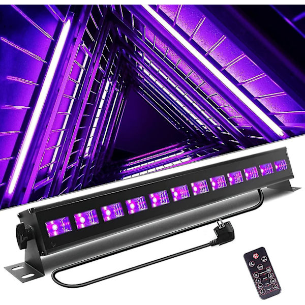 Bærbar scenelys: 36W LED UV-lysrør med fjernbetjening, DMX512 sortlys til fest, pub, bar EU-stik