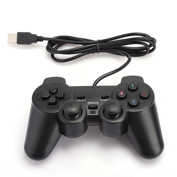 Håndholdt USB-kablet spillekonsol Gaming Controller Gamepad Sort til PC ComputerSort