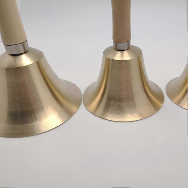Solid Håndklokke Messing Serviceklokke Tre Call Bell for Hjemmedekorasjon