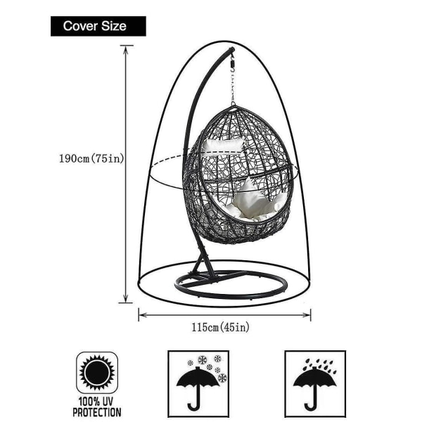Musta vedenpitävä Outdoor Pod Swing cover - 115*190cm