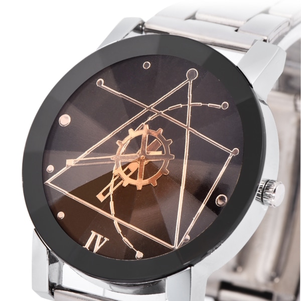 Analoginen pyöreä kvartsiseoksesta valmistettu rannekello Lovers watch pariskuntarannekello (miesten musta kellotaulu)
