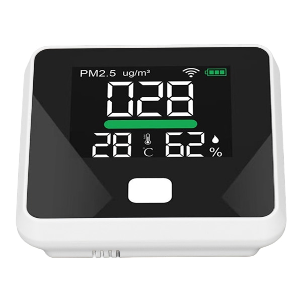 WIFI Luftkvalitetsmonitor LCD Farveskærm 1000mAh USB PM2.5 Temperatur Fugtighedsmåler Tester Termometer