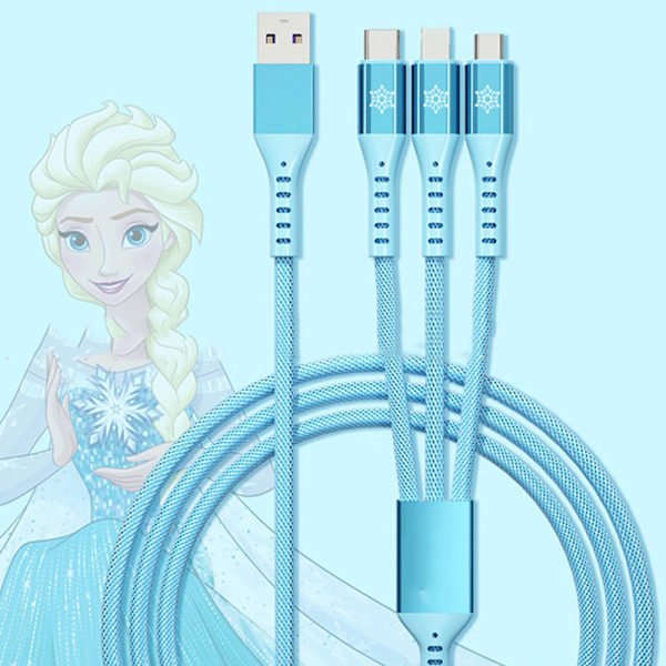 3 in 1 nopea latauskaapeli nailonpunos 66W tehokas yleissovitin IOS:lle, Androidille ja Type C:lle Frozen