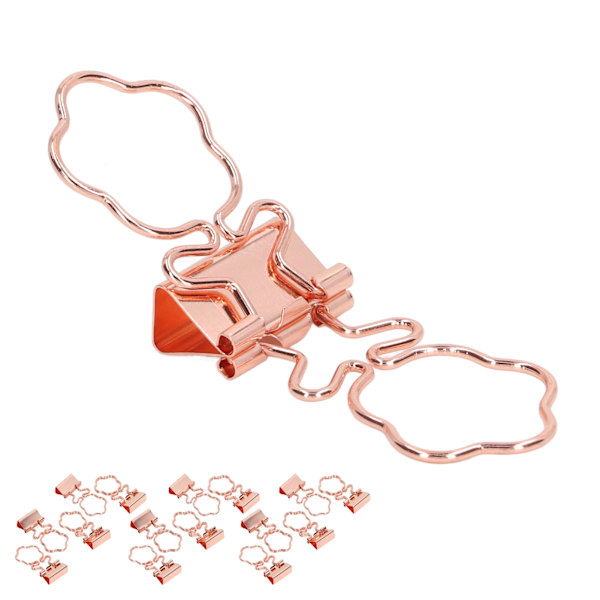 15 st roséguld-klämmor med stark klämkraft, små metallklämmor för kontor, skola, näckros