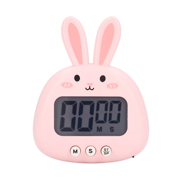 Digital timer i tecknad stil, ABS, bärbar, lätt, enkel att använda, söt timer för kök, matlagning, rosa kanin