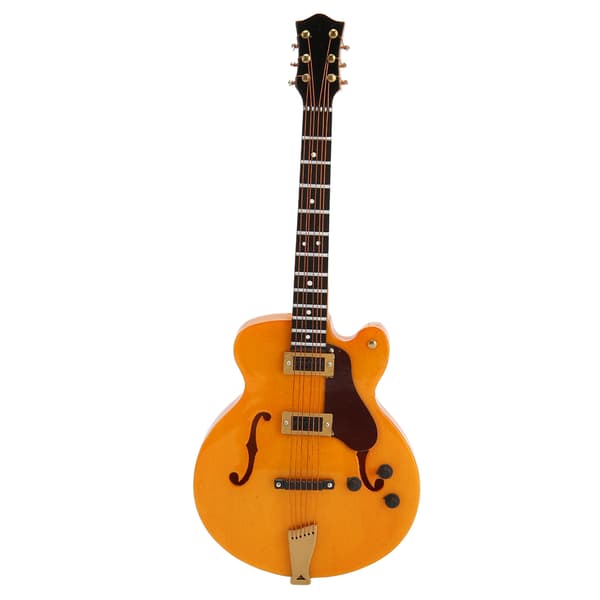 Miniatyr elektrisk gitarmodell i gull med stativ - 7,1 tommer