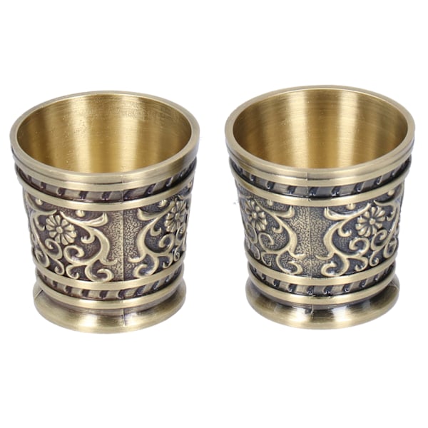 2pcs Embossed Pattern Retro Wine Cup Household Drinking Wine Glass Decoration (S Bronze)