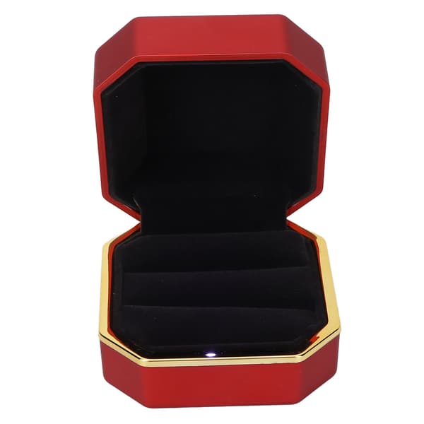 Ring Display Box Flocking Inner Elegant Smyckesskyddande Förvaringspresentförpackning med ljus för förlovning Bröllop Röd