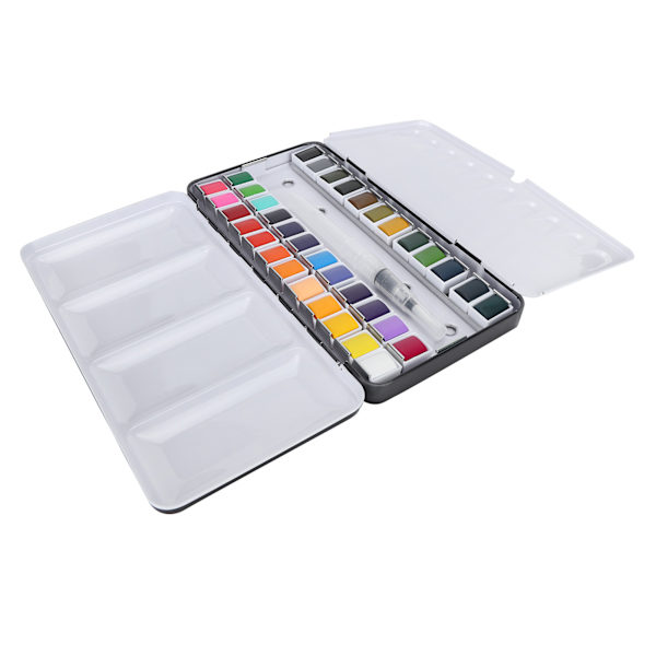 Vannfarge Maling Bærbar Lys Farge Vannfarge Pigment Sett Maling Tilbehør med Boks 36 Farger