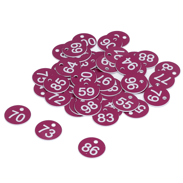 50 stk nummererte etiketter Runde enkle vakre bikube-merker Avlsprodukter for birøkt husdyrhold Tall 51 til 100 Lilla