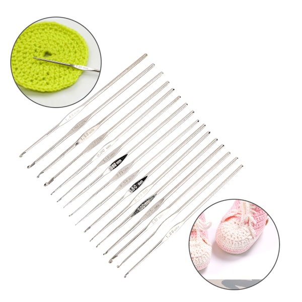16 st/set spetsvirkade virknål tröja stickning nål DIY sömnad verktyg väva hantverk