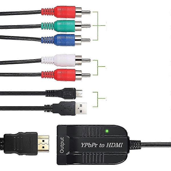 2025 Uusi komponentti HDMI-muunnin tukee 1080P uros YPBPR - HDMI-adapteriin R/L - HDMI 5RCA - HDMI