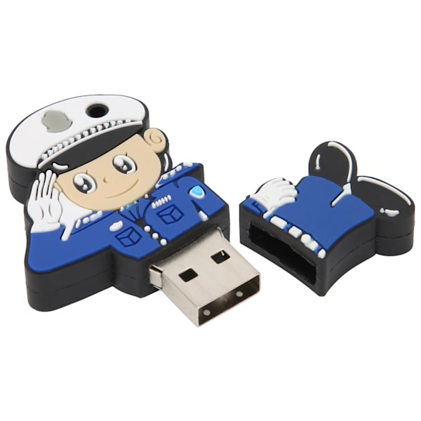 U Disk Cartoon Creative Flexibel Plast Portable för Windows 98 / Me / 2000 / XP USB2.0Policeman 32G