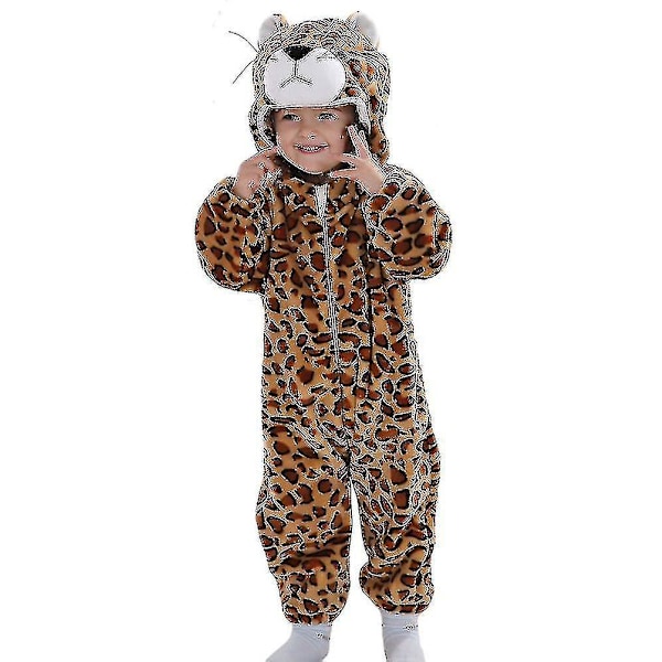 Sød Dinosaur Onesie Kostume med Hætte til Børn 12-18 Måneder - Jaguar Halloween Kostume