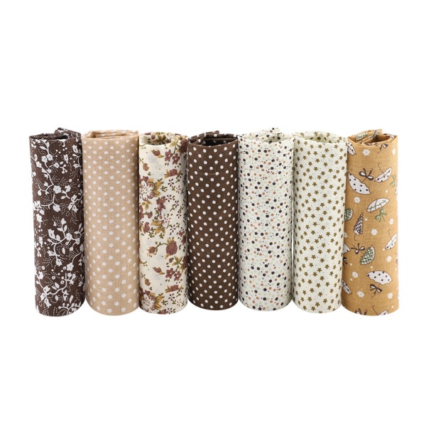 7st 25*25 cm Bomullstyg DIY Assorted Squares Pre Cut Sängkläder Kit Quarters Bunt Coffee Seri