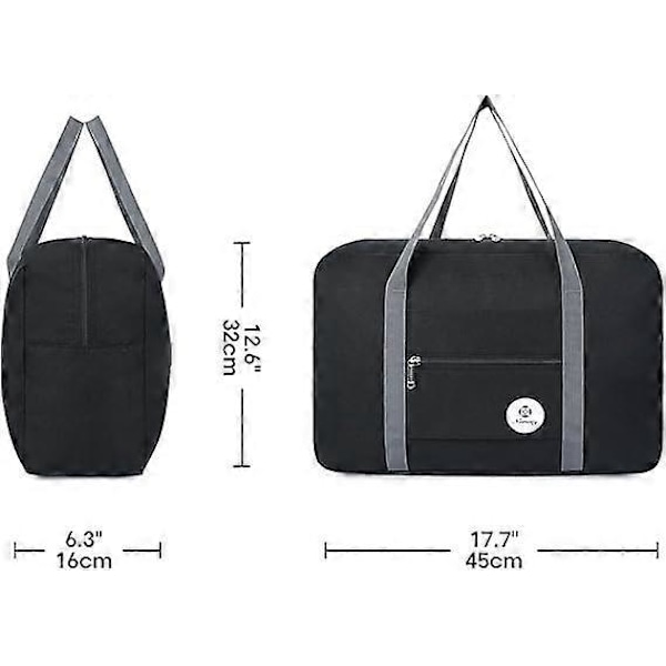 For Spirit Airlines Personlig Veske 18x14x8 Sammenleggbar Reisebag Duffel Tote Håndbagasje Overnatting Bag Unisex Svart