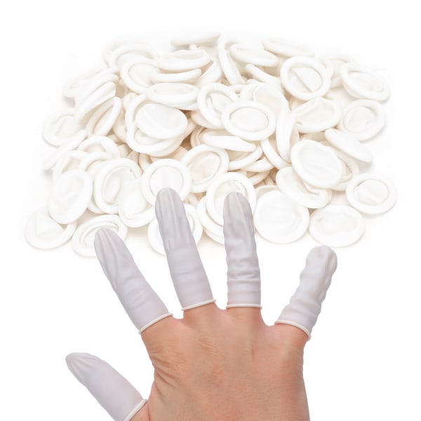 100 stk Latex fingersenge Vandtætte antistatiske engangs DIY fingerbeskyttere