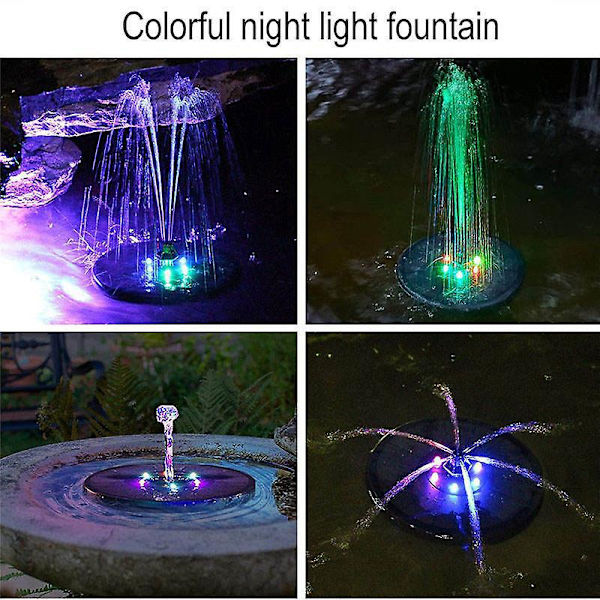 Solcellsdriven Fontän med LED-belysning - Fågelbadspump