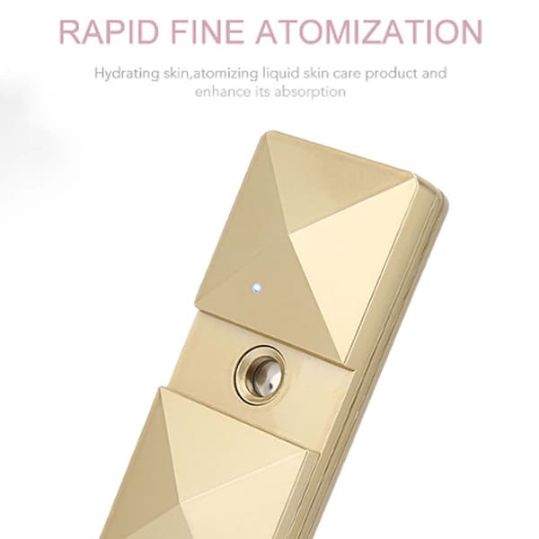Bærbar USB Nano Handy Mist Spray Luftfugter Ansigtsfugtighed Atomiseringssprøjte Guld