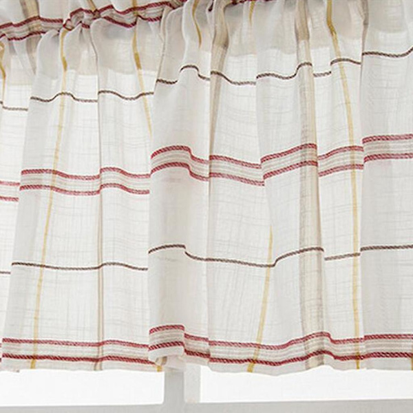 Tankotasku ruudullinen pellavainen ikkunaverho punainen 137 x 91,5 cm