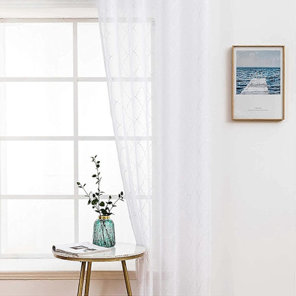 2 Paneler Enfärgad Marocko Draperier Fönstergardin Skir Slät Elegant Fönstervolang/Behandling för Sovrum Vardagsrum 140x145cm (B X H) Vit