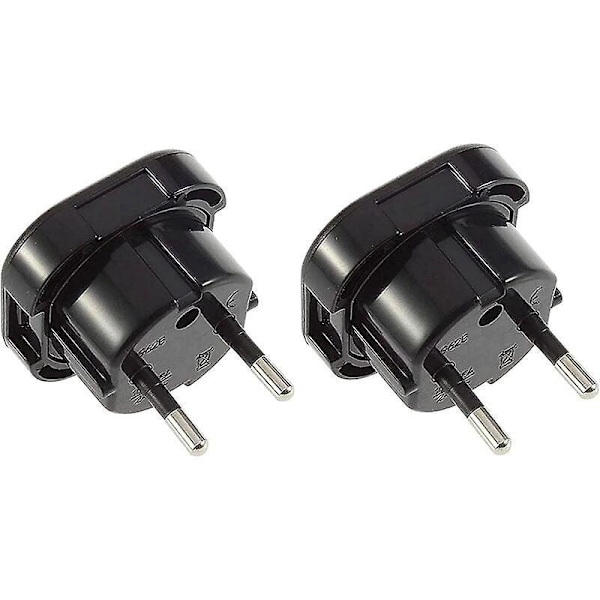 Adapter til stikkontakt fra England til Frankrig - Type G til Type C - Kompakt og let - Overspændingsbeskyttelse (2-pak, sort)