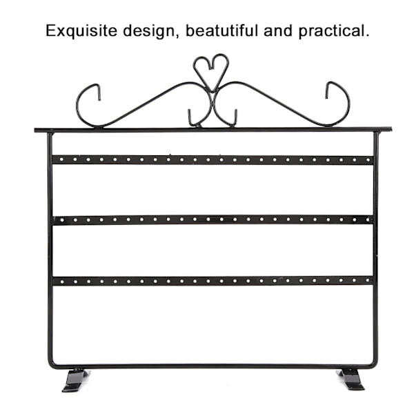 72 Huller Øreringe Halskæde Armbånd Ringe Smykker Display Stande Bøjle Holder Rack Sort