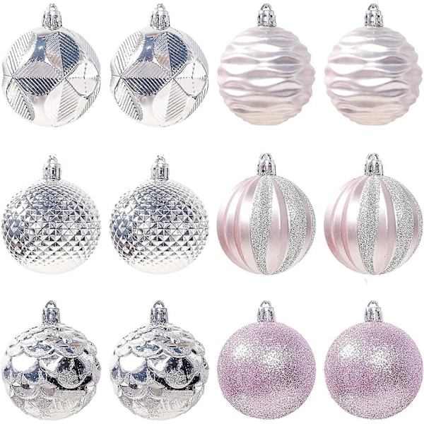 2.36\"/6 cm julekuglepynt, til julefrokost - 12 stk., pink
