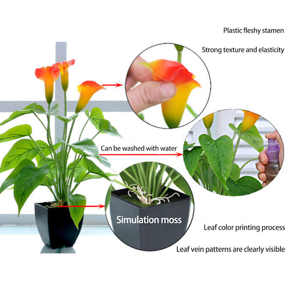 Konstgjord blomma vardagsrumsdekoration plastblommor simulering krukväxt prydnader falsk blomma
