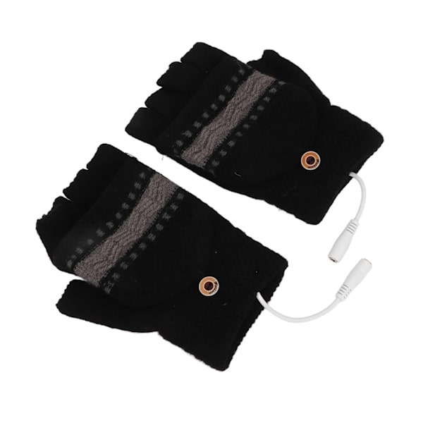 Halvfinger oppvarmede hansker dobbeltsidig oppvarming varm full finger og halv fingerløs USB oppvarming hansker for skriving spill svart
