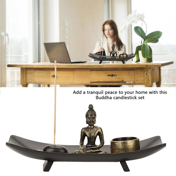Zen Buddhism Ljusstake Rökelsehållare Set för heminredning
