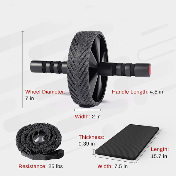Hjulövningsrulle med halkfri knäskyddsband för magövningar Hemträningsutrustning för män och kvinnor