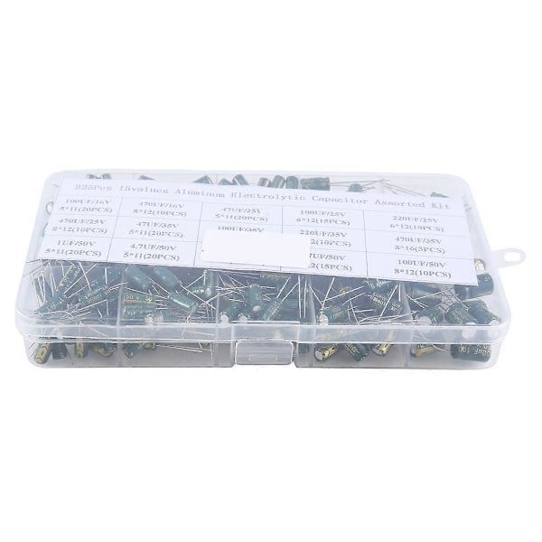225 st Aluminium Elektrolytkondensator Högfrekvens Inline Kit