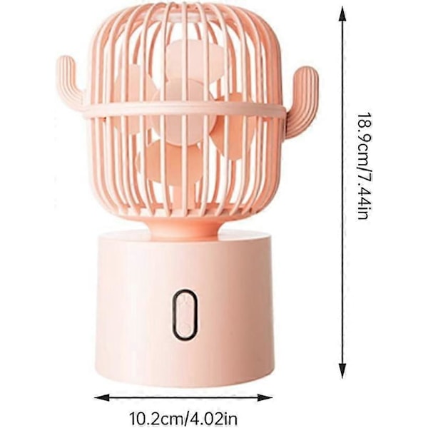 Pöytämallinen USB-tuuletin Mini Pöytätuuletin 2400mah Kannettava USB Ladattava Kaktus Ladattava Kaktus