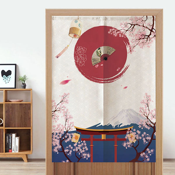 Japansk stil halv gardin för barnrum, sovrum, kök, butik, restaurang, dörr, 85*120cm