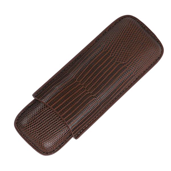 Cigar Etui Holder PU Læder Brun 2 Finger Cigar Bære Rejsetaske Bærbar til Rejse Jubilæumsgaver