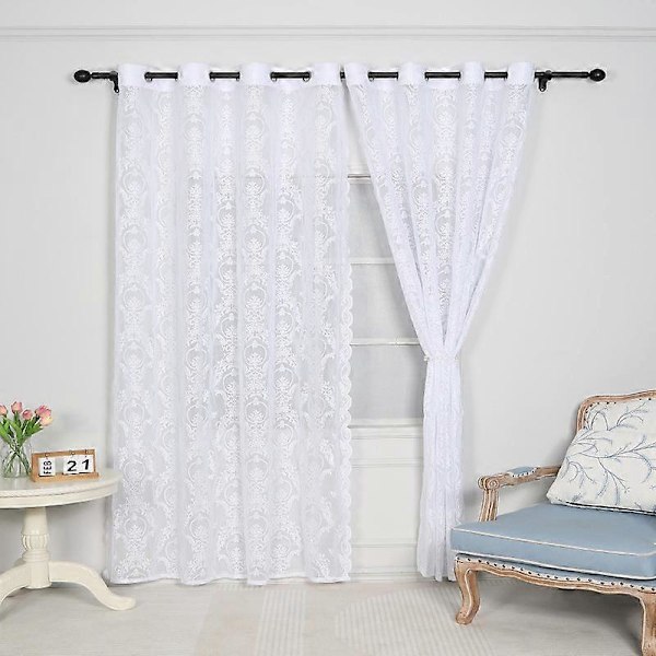Rumdeler Dørgardin Voile - Ekstra Lang Voile Gardin med Øjer, Skydedørs Partition, Tykke Gardiner, Privatlivsbeskyttende Netgardin, 1 Panel, B 1
