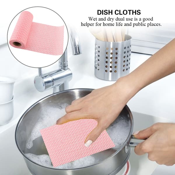 50 st engångs non-stick olja non-woven dammvippa disktrasa handduk för kök (röd)