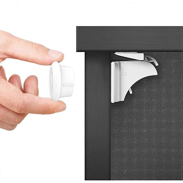 Lapsilukot magneettisella lukituksella kaappeihin, 2 avainta & 8 lukkoa, Bonus-ohjevideo, Helppo asennus sekunneissa, Vauvan turvalukot kaappeihin ja laatikoihin,