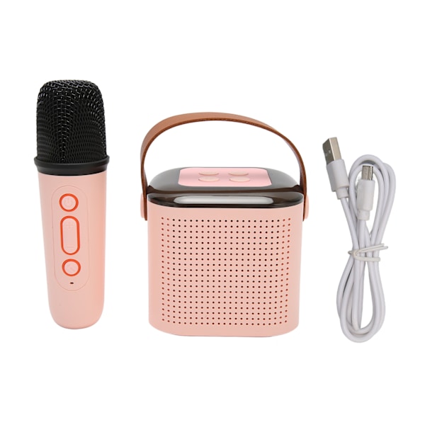 Karaoke-maskin Stereo RGB-ljus Bärbar Bluetooth-högtalare med 1 mikrofon för hemfest Rosa