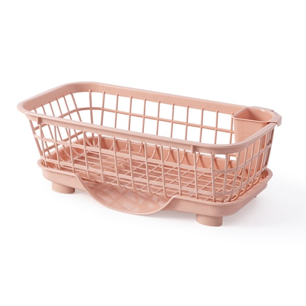 Disktorkningsställ Snabb dränering Löstagbar botten Dräneringsbräda Design Kraftig plast Diskavlopp för diskgaffel Ätpinnar Rosa
