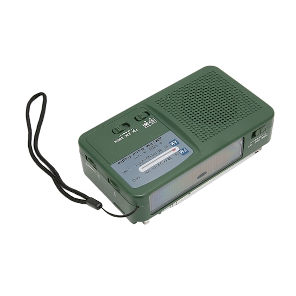 Solar Handvev Radio Multifunktion Bärbar Uppladdningsbar Nödradio med LED-ficklampa för Camping Outdoor Green