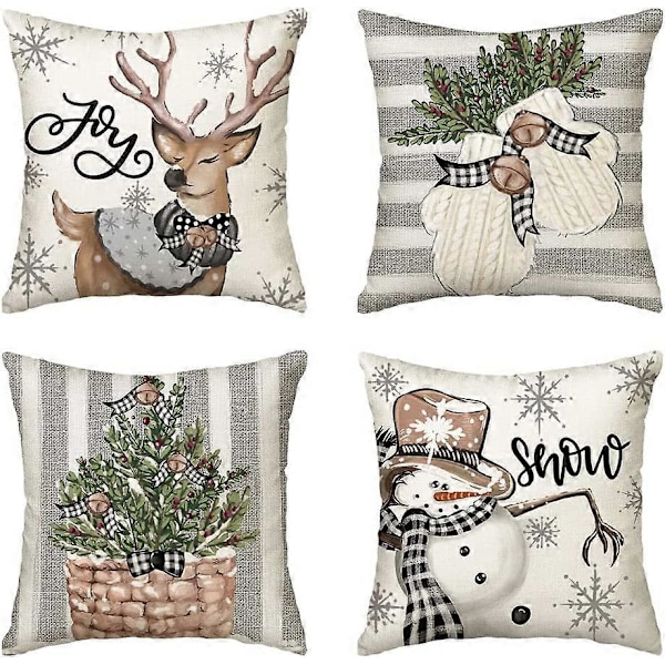 Pynteputetrekk til Jul, 45x45 cm Sett med 4