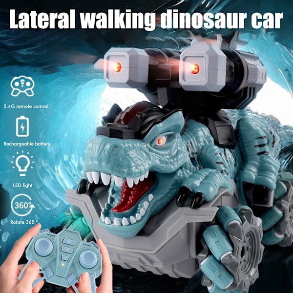 Kauko-ohjattava auto Dinosaurus Lelut 2.4 GHz Monster Truck 360° Pyörivä Temppuauto Maasto RC Autot Lahjat Lapsille Pojille Tytöille