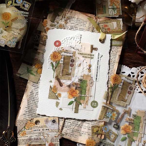 6 arkkia Vintage Natural -tarroja PET DIY Helppo poisto Scrapbook -tarroja askarteluun Journaling -koristelu Rakkauskirje