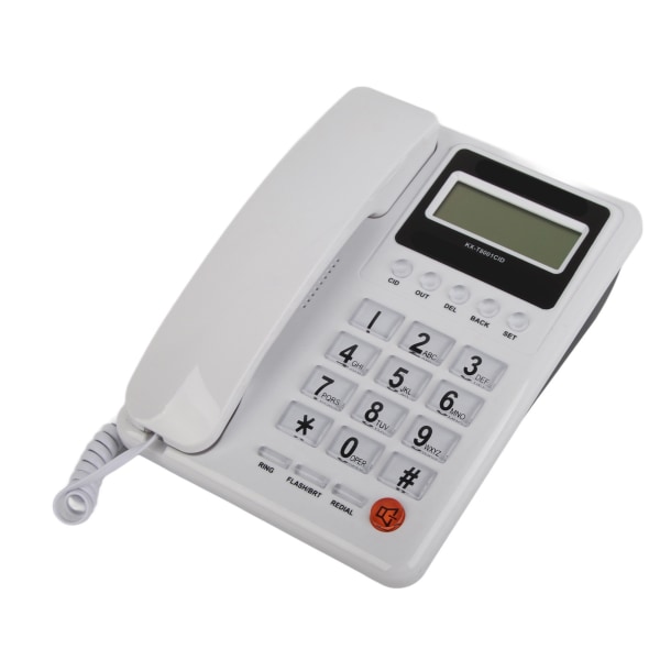 KXT8001CID Desktop kablet telefon Hjem Hotell Fast telefon med LCD-skjerm Repetisjonsfunksjon FSK DTMF(Hvit )