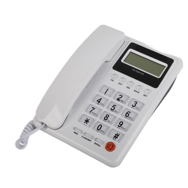 KXT8001CID Stationär trådbunden telefon Hem Hotell Fast telefon med LCD-skärm Återuppringningsfunktion FSK DTMF(Vit )