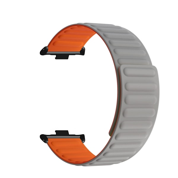 2pcs Magnet Replacement Watch Straps Silicone Magnetic Closure Watch Strap for Mi Band 8 Pro Grey Orange