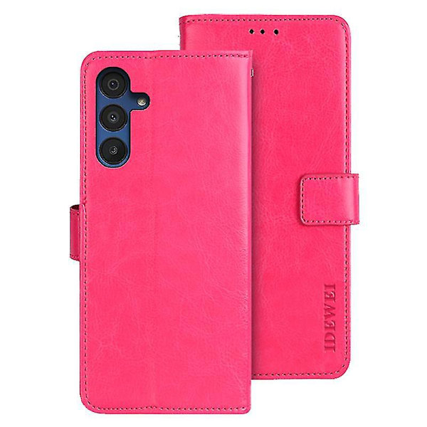 För Samsung Galaxy A15 5G Fodral Crazy Horse Textur Läder Plånboksfodral-B6 Rosa